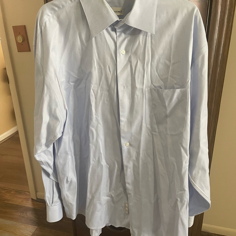 Like New Pronto Uomo Blue Dress Shirt Crisp Formal Wear